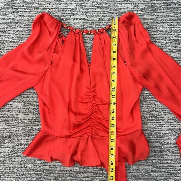 NWT Veronica Beard Yulita Cut-Out Silk-Blend Top Watermelon Size 6 - Picture 10 of 15